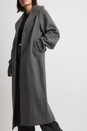 Dark Grey Manteau à fines rayures
