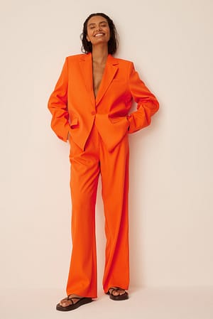 Orange Pantalon de costume à plis