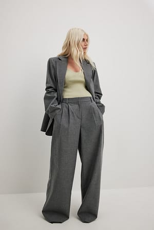 Grey Pantalon de costume à plis