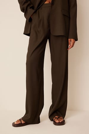 Brown Pantalon de costume à plis