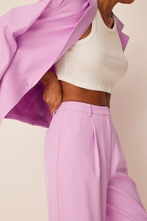 Light Pink Pantalon de costume à plis