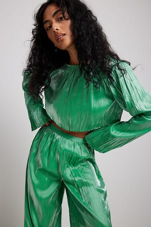 Dark Green Chemisier court plissé