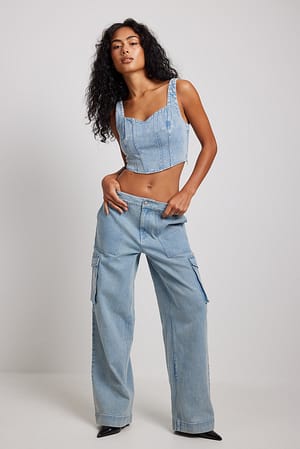 Blue Pantalon en denim à poches