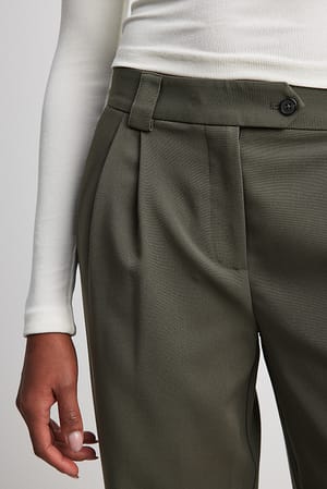 Dark Grey Pantalon de tailleur à taille mi-haute avec poches