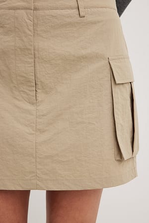 Khaki Beige Robe jupe à poches