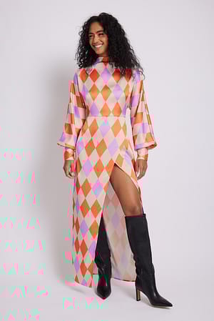 Orange Print Robe satinée imprimée