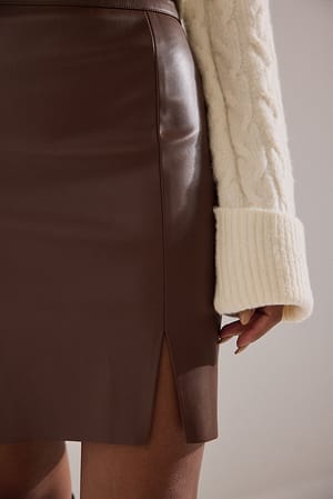 Dark Brown Jupe courte en faux cuir