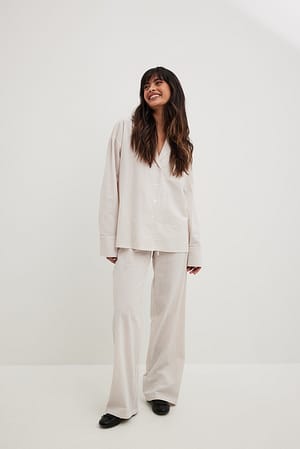 Beige Stripe Pantalon de pyjama