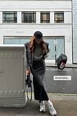 Black Jupe mi-longue en satin