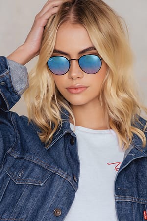 Shiny Black Ray-Ban Metal Round 2