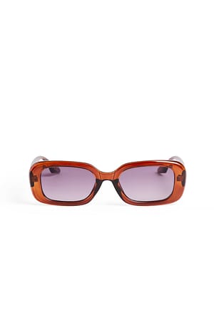 Brown Rectangular Retro Look Sunglasses