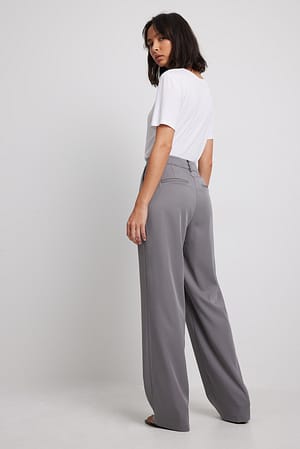 Grey Pantalon de costume taille haute doux