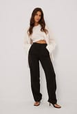 Black Pantalon de costume droit recyclé