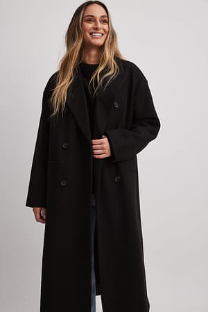 Black Manteau classique à double boutonnage