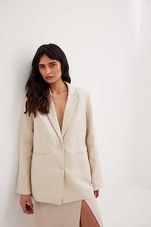 Beige Blazer classique en lin