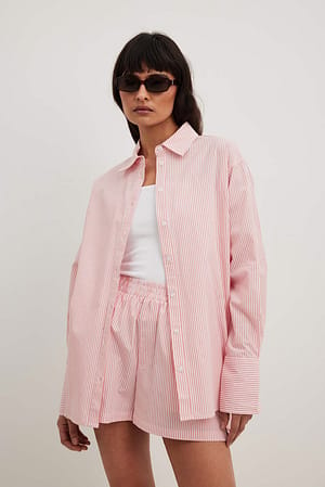Pink Stripe Chemise décontractée en coton