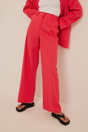 Red Pantalon décontracté en lin mélangé