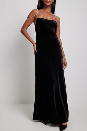 Black Robe en velours à strass