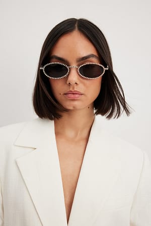 Silver Lunettes de soleil ornées de strass