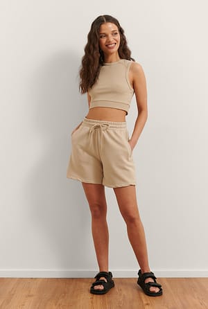 Beige Short en jersey