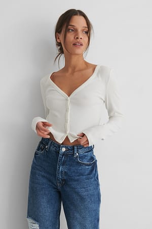 Offwhite Cardigan boutonné côtelé