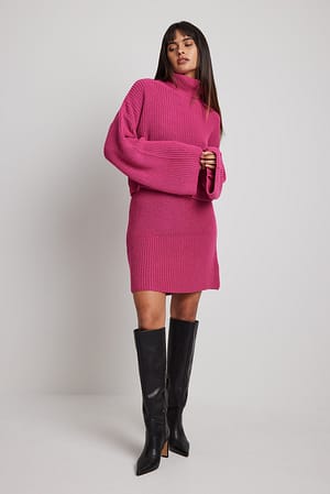 Pink Jupe courte en maille côtelée