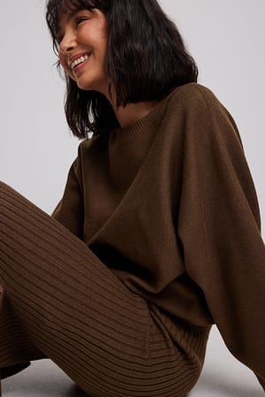 Brown Jupe en maille côtelée