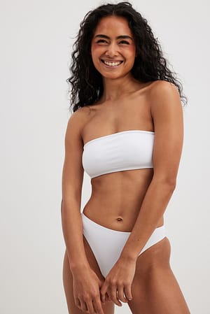 White Culotte de bikini côtelée