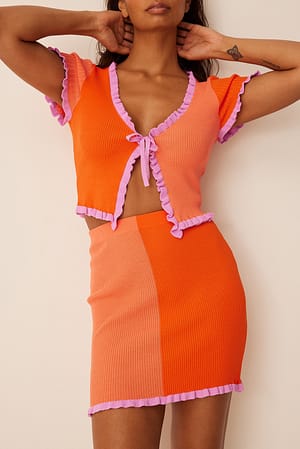 Orange/Pink Mini jupe