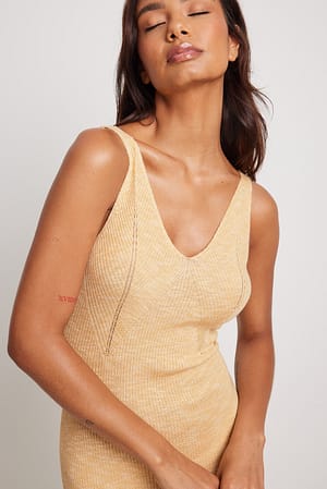 Apricot Robe mi-longue en maille côtelée