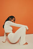 Offwhite Ribbed Long Trousers
