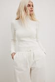 Offwhite Pull polo en maille côtelée col haut