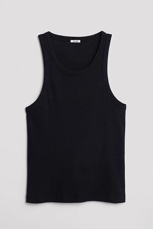 Black Tank-top côtelé