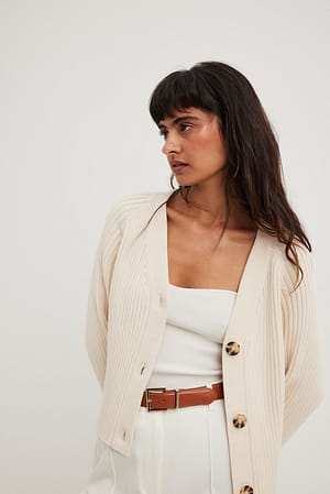 Offwhite Gilet en maille côtelée à col en V