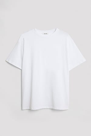 White T-shirt à col rond en coton biologique