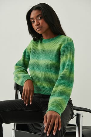 Green Pull tricoté col rond