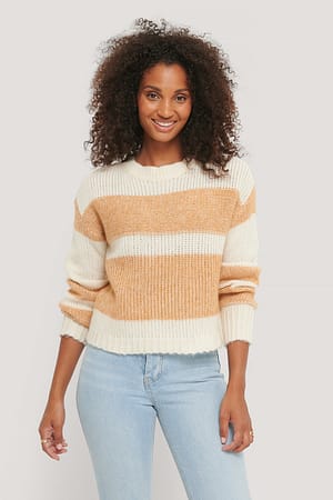 Beige Rut&Circle Pull Tricot