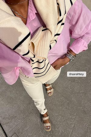 Pink Chemise oversize en coton à manches longues