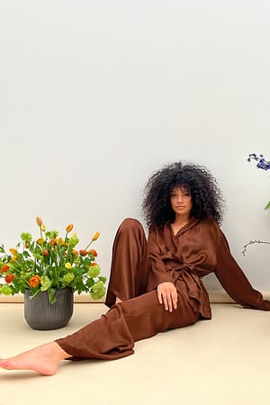 Brown Pantalon de pyjama