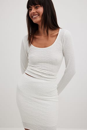 Offwhite Haut structuré à manches longues et encolure dégagée