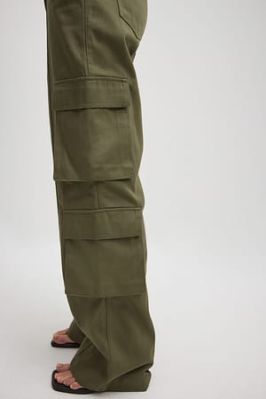 Vintage Khaki Pantalon cargo à coutures apparentes
