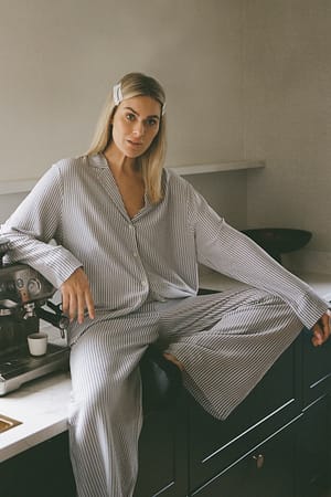 Blue Stripe Pantalon en seersucker