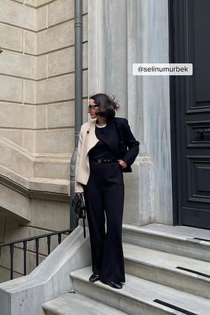 offwhite/black Blazer court texturé