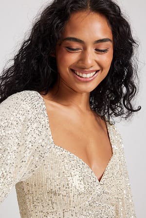 Beige Top à paillettes