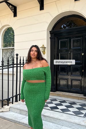 Green Jupe mi-longue en tricot à détails