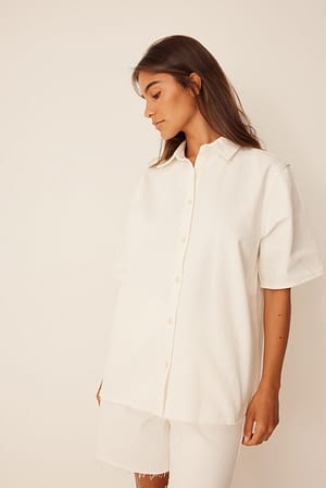 White Chemise en jean à manches courtes