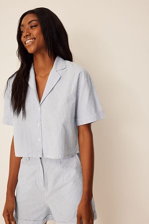 Blue Stripe Chemise manches courtes