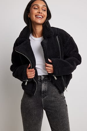Black Teddy zippé court recyclée