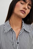 Black/White Stripe Chemise à épaulettes et manches longues