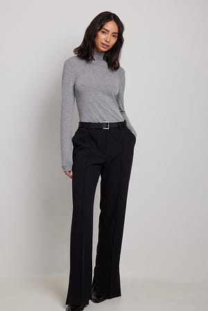 Black Pantalon ajusté à fente latérale